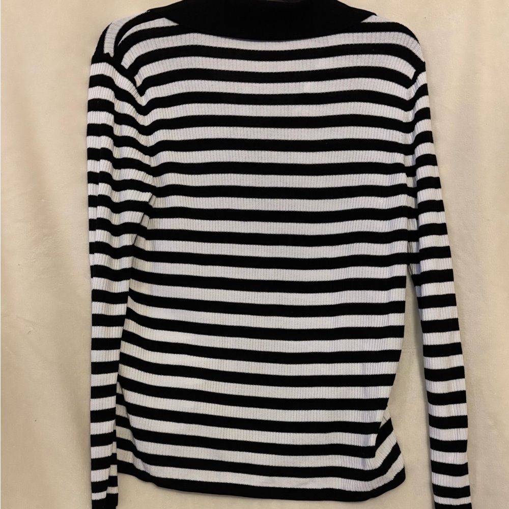 Talbots Black and White Striped Blouse - Picture 7 of 9